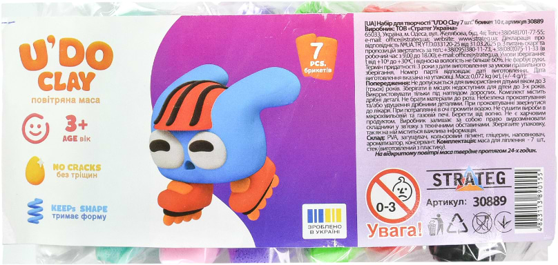 Масса для лепки Strateg U'DOClay 7 шт. (30889)