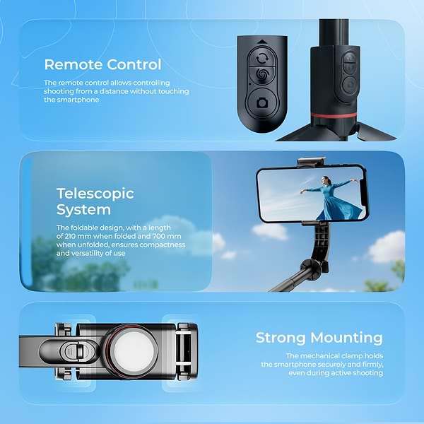 Фото - Трипод для селфі Proove Frame Jet Gimbal Stabilizer black (MPFJ00010001)