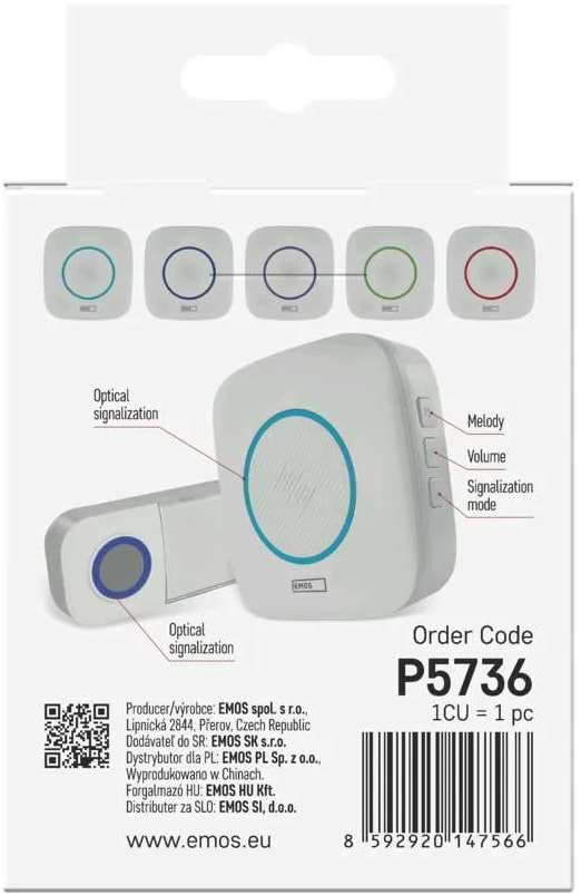 Фото - Беспроводной дверной звонок EMOS P5736 3xAA