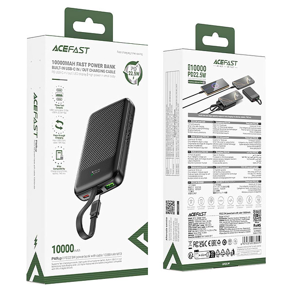 Фото - Батарея мобільна AceFast M13 PD22.5W 10000mAh Black (6974316283959)