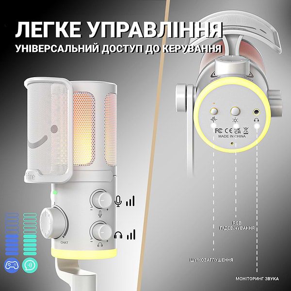 Фото - Микрофон для компьютера проводной Fifine AM6W USB White