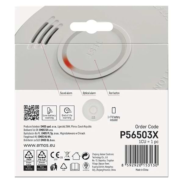 Фото - Беспроводной датчик задымления EMOS извещатель P56503X