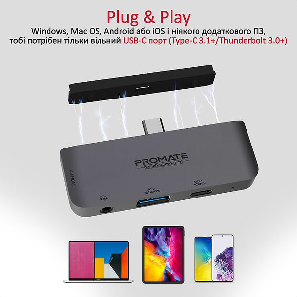 Фото - Хаб USB Promate Padhub-Pro.Grey