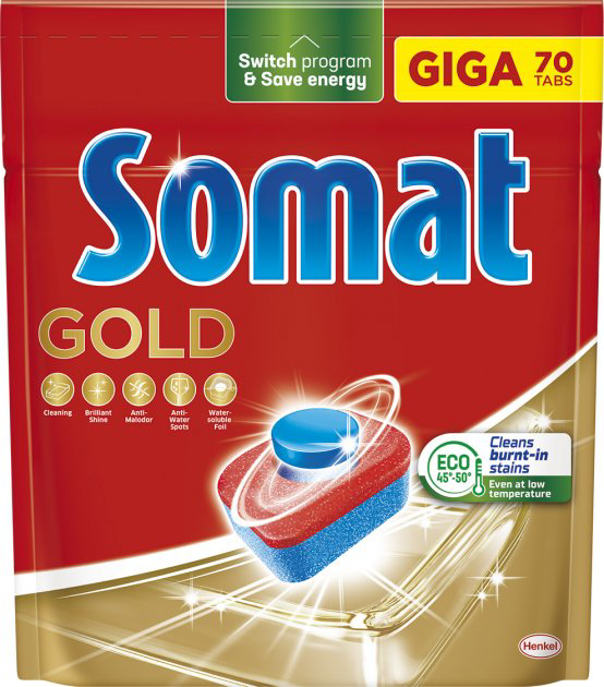 Фото - Таблетка для посудомийної машини Somat Gold 70 шт Фото - Таблетка для посудомийної машини Somat Gold 70 шт