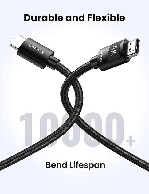 Фото - Кабель HDMI UGREEN HD119 4K HDMI Male to Male Braided 2m Black (40101)