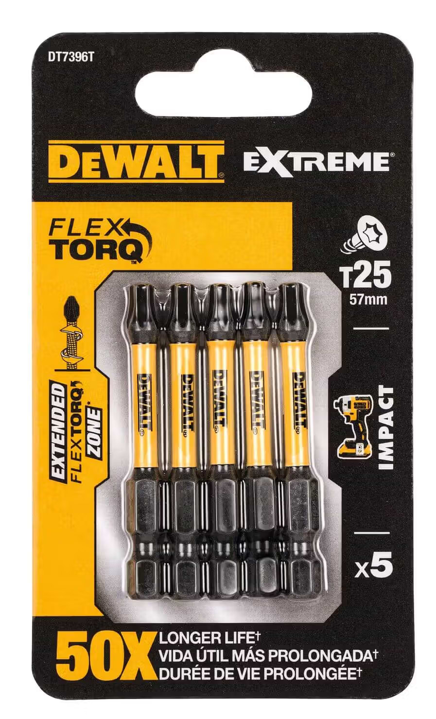Біта для викрутки DeWALT IMPACT TORSION 5 шт. (DT7396T)