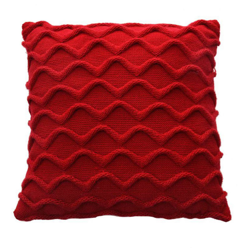 Подушка декоративная Прованс вязаная Волны красная 33х33 (027420) - Фото 1