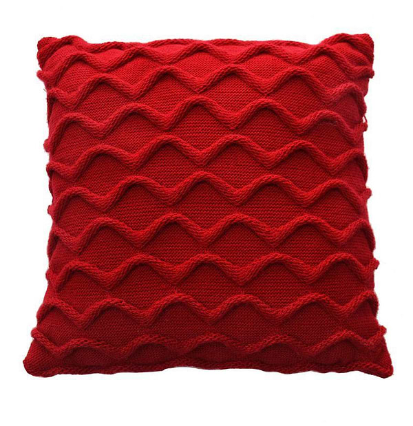 Фото - Подушка декоративная Прованс вязаная Волны красная 33х33 (027420)