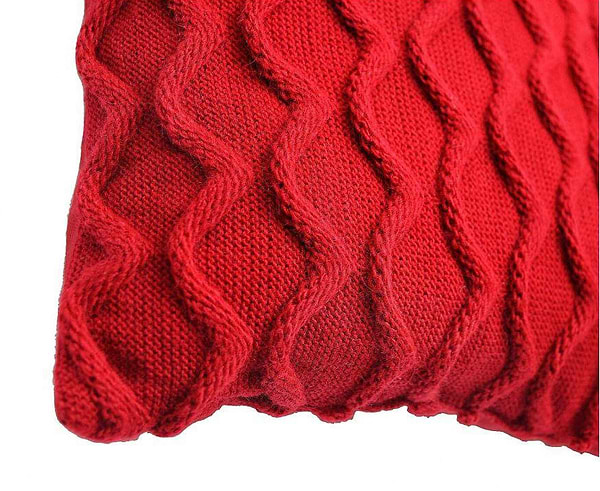 Фото - Подушка декоративная Прованс вязаная Волны красная 33х33 (027420)