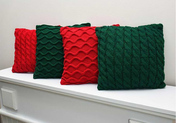 Фото - Подушка декоративная Прованс вязаная Волны красная 33х33 (027420)