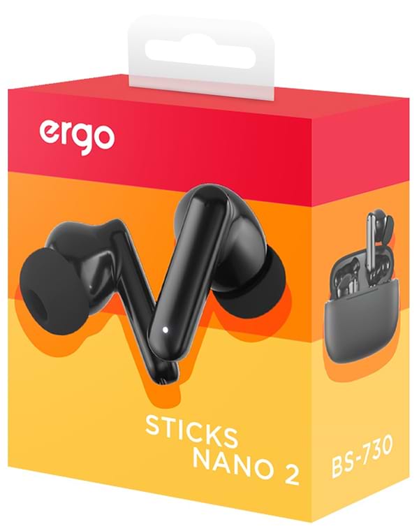 Фото - Навушники вкладиші бездротові TWS Ergo BS-730 Sticks Nano 2 Black