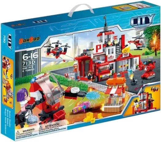 Пластиковий конструктор Banbao "БанБао CITY" (1081 елм.) Команда пожежників (7130)