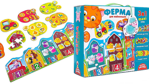 Фото - Настільна гра (3-4 роки) Vladi Toys 3 в 1 "Ферма" (укр) (VT2901-03)