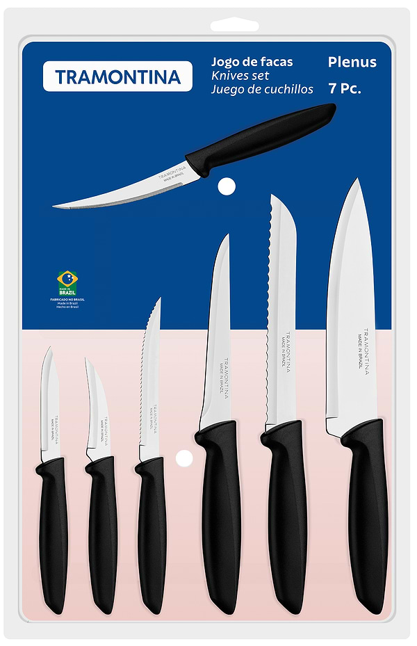 Фото - Набор ножей Tramontina PLENUS Black 7 пр. (23498/066)
