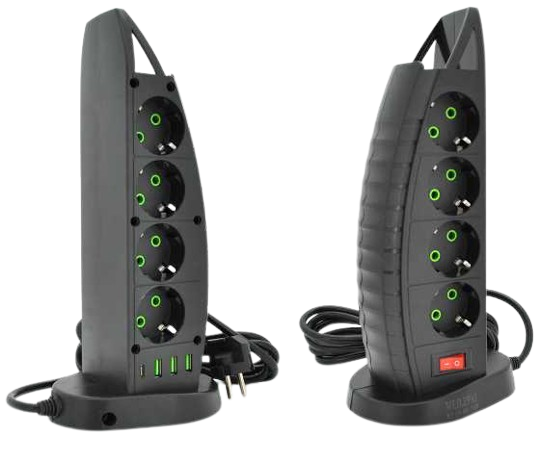 Фото - Мережевий фільтр Voltronic F14 8р EU+3 USB+Type-C 2m (31677)