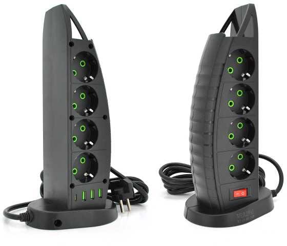 Мережевий фільтр Voltronic F14 8р EU+3 USB+Type-C 2m (31677)