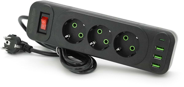 Сетевой фильтр Voltronic F23U 3р EU+3 USB+PD 2m (31688)