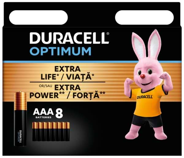 Батарейка тип AAA Duracell LR03 KPD 08*10 OPTIMUM УП. 1X8 ШТ - Фото 1