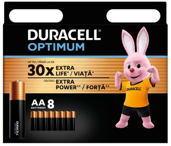 Батарейка тип AA Duracell LR06 KPD 08*10 OPTIMUM УП. 1X8 ШТ - Фото 1