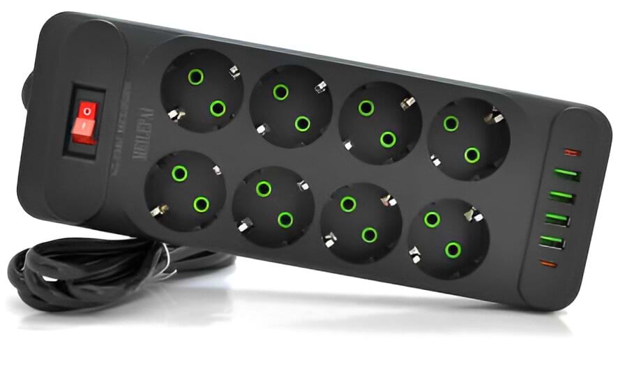 Сетевой фильтр Voltronic F34U 8р EU+4 USB+2 PD 2m (31703)