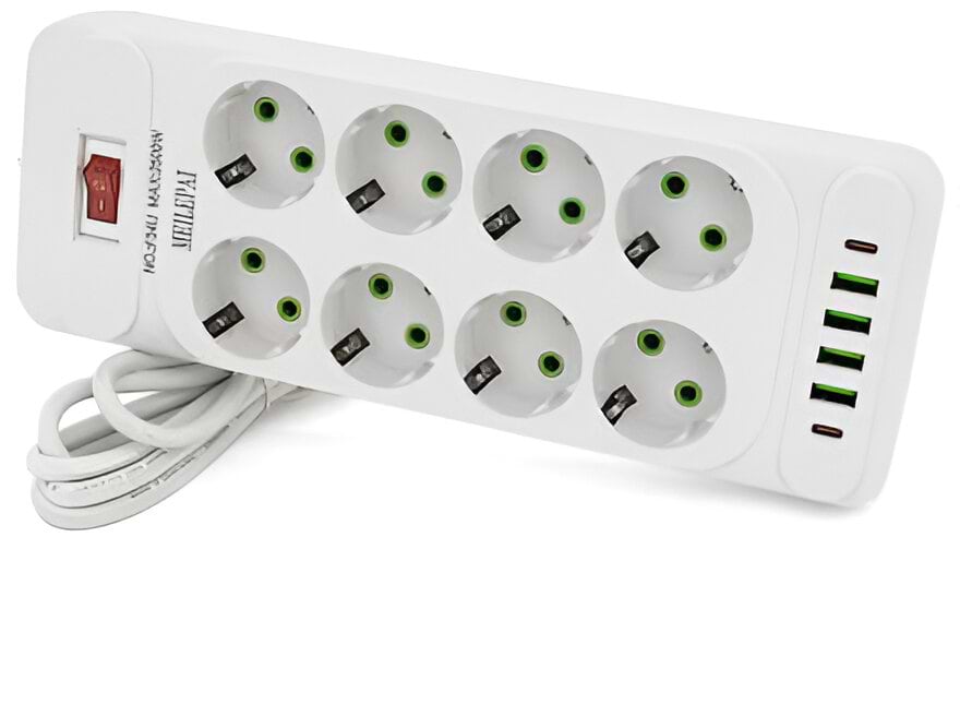Мережевий фільтр Voltronic F34U 8р EU+4 USB+2 PD 2m (31704) - Фото 1