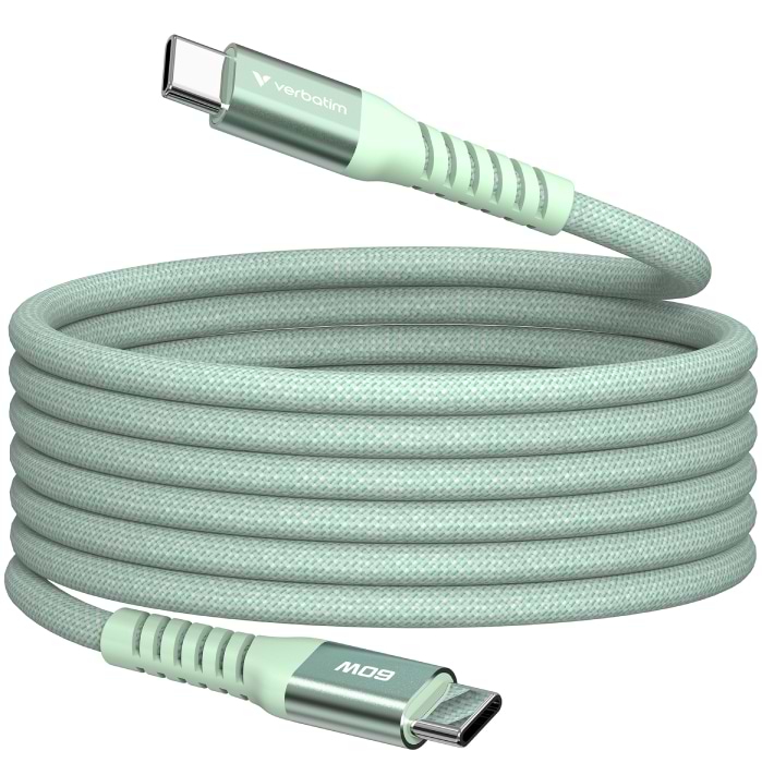Кабель Verbatim 60 Вт USB-C–USB-C 120 см Green (31864)