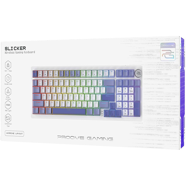 Фото - Клавіатура бездротова ігрова Proove Gaming Slicker (Ukraine Layout) White (WKSL00022402)