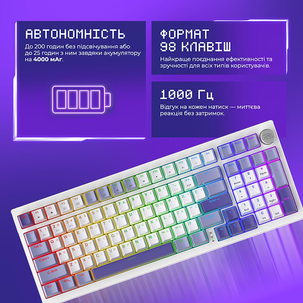 Фото - Клавіатура бездротова ігрова Proove Gaming Slicker (Ukraine Layout) White (WKSL00022402)