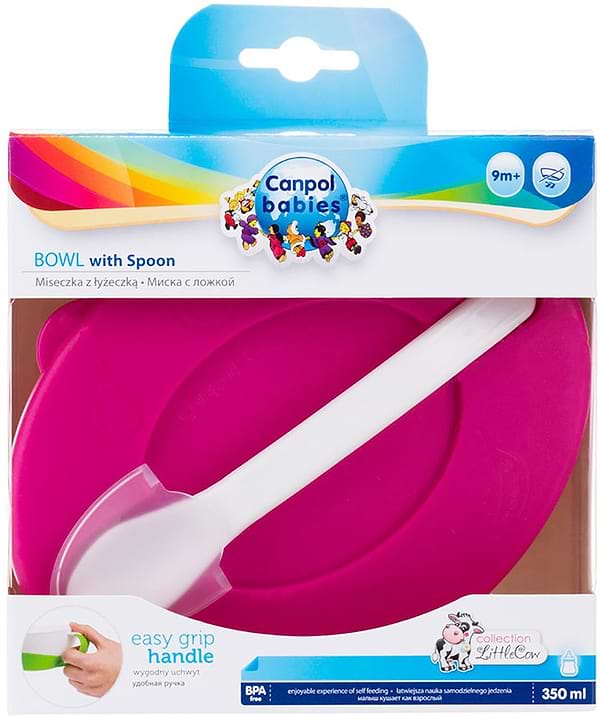 Фото - Тарелка для малыша Canpol babies с ложкой розовая (31/406_pin)
