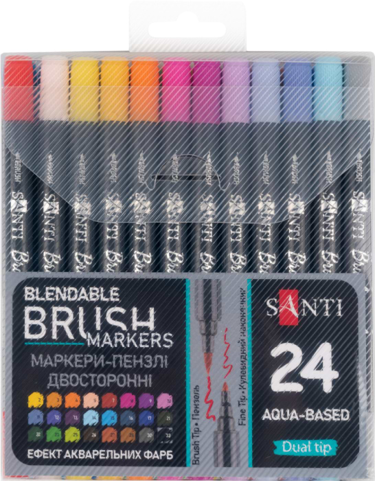 Набор маркеров Santi Brush Marker 24 шт. двухсторонние (391056)