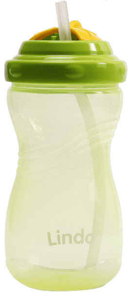 Поїльник-непроливайка дитячий Lindo LI 127 зелений з силіконовою соломинкою, 415 мл - Фото 1