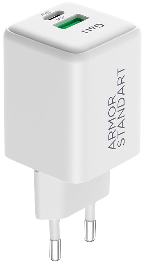 Фото - Сетевое зарядное устройство Armorstandart AR371 30W GaN Type-C + USB White (ARM77549)