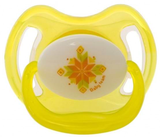 Симметричная пустышка Baby Team латексная (3220_желтая)
