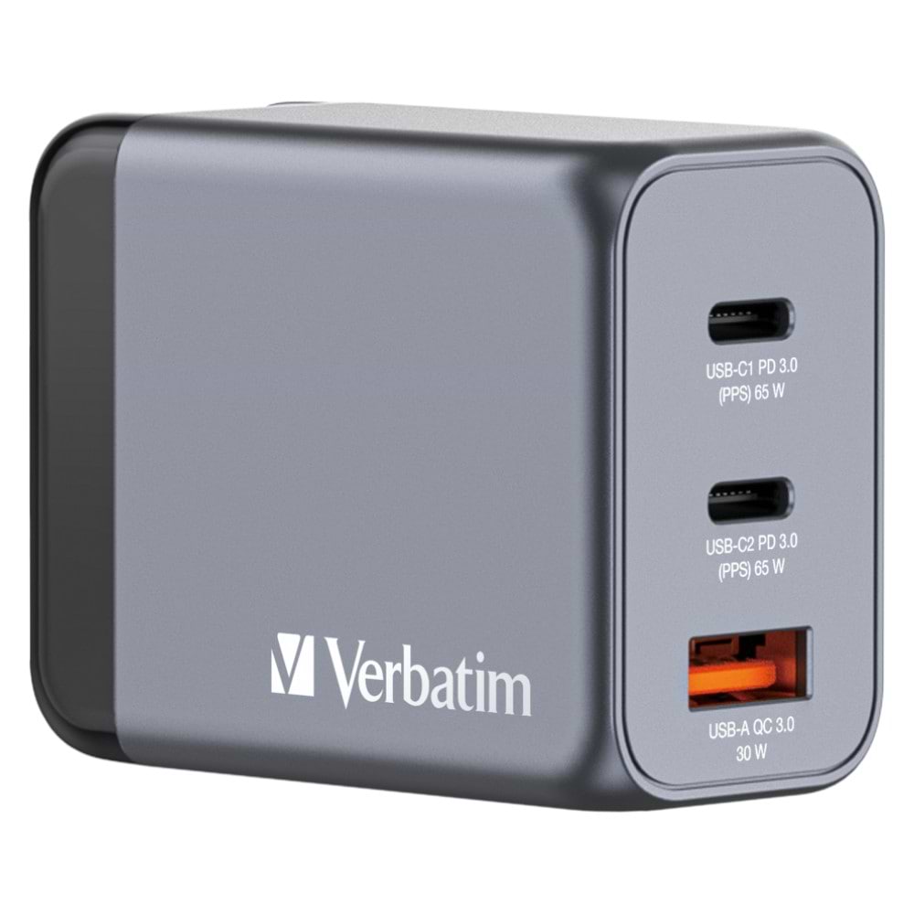Сетевое зарядное устройство Verbatim GaN 65 Вт 2xUSB-C-65 Вт /USB-A -3.0 (32201) - Фото 1