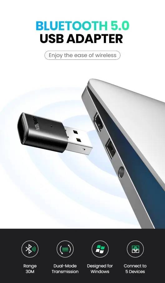 Фото - Адаптер мережі Bluetooth USB UGREEN CM390 5.0 USB RTL8761BUV (80889)