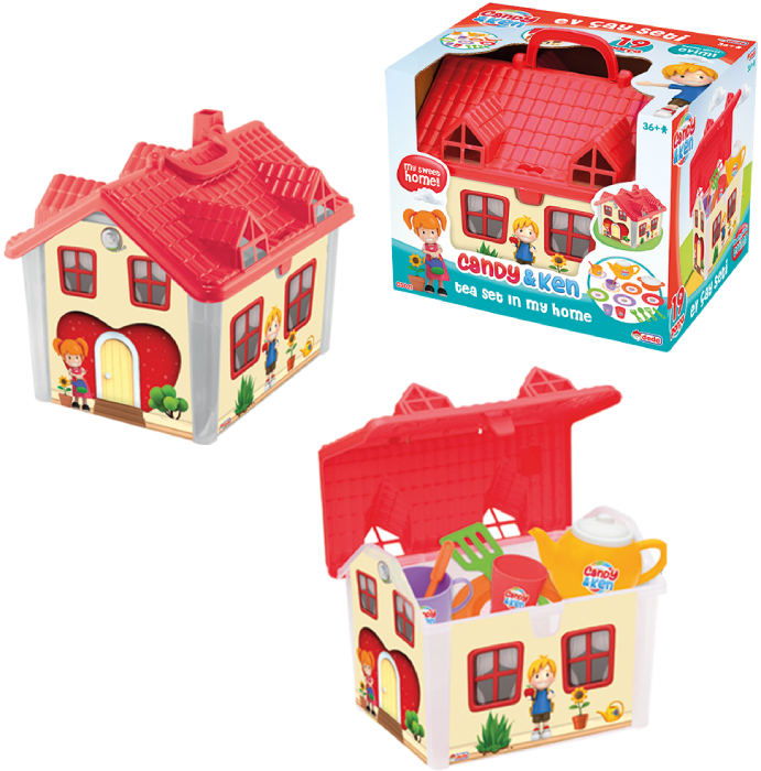 Сюжетно-ролевая игра. Посуда dede Чайный набор с домом 19 пр. Candy&Ken (03021)