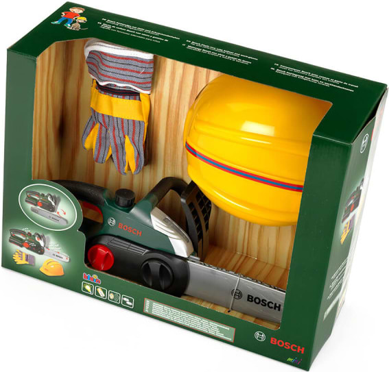 Фото - Сюжетно-рольова гра. Набір-професій Klein Набір майстра: Ланцюгова пила, шлем, рукавички Bosch Mini (8456)