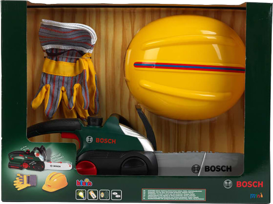 Фото - Сюжетно-рольова гра. Набір-професій Klein Набір майстра: Ланцюгова пила, шлем, рукавички Bosch Mini (8456)