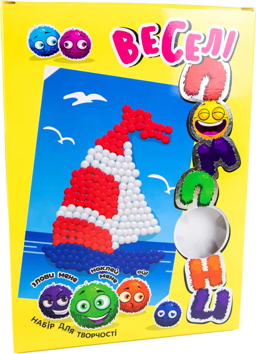 Набор для изготовления аппликаций Strateg Веселые помпоны - кораблик (укр.) (30995)