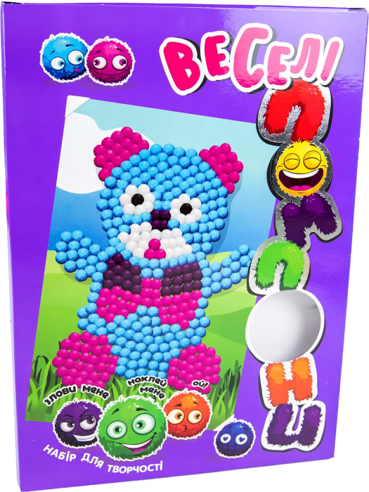 Набір для виготовлення аплікацій Strateg Веселі помпони - ведмедик (укр.) (30997)