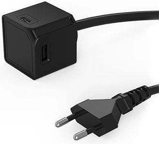 Мережевий зарядний пристрій Allocacoc USBcube Extended USB A+C 1.5m Black (10467BK/EUACMC)