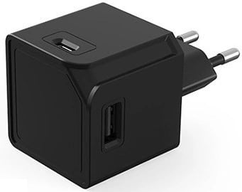 Мережевий зарядний пристрій Allocacoc USBcube Original USB A+C Black (10466BK/EUACMC)
