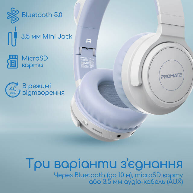 Фото - Навушники накладні бездротові Promate Panda.Lilac