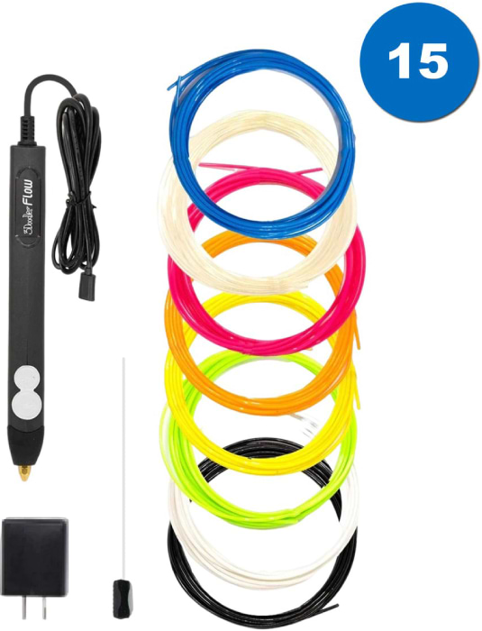 Фото - 3D-ручка 3Doodler Flow для проф. використання – СИНЯ (8 стрижнів, аксесуари) (FLOW-INTL)