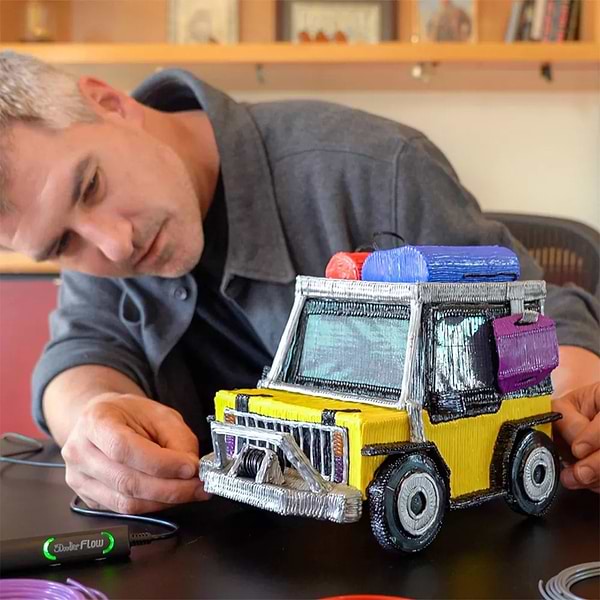 Фото - 3D-ручка 3Doodler Flow для проф. використання – СИНЯ (8 стрижнів, аксесуари) (FLOW-INTL)