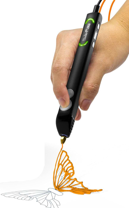 Фото - 3D-ручка 3Doodler Flow для проф. використання – СИНЯ (8 стрижнів, аксесуари) (FLOW-INTL)