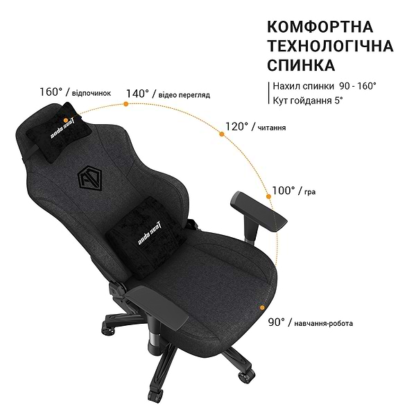 Фото - Крісло для геймерів Anda Seat Phantom 3 Size L Dark Gray Linen Fabric (AD18Y-06-GB-F)