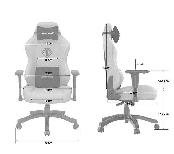 Фото - Крісло для геймерів Anda Seat Phantom 3 Size L Dark Gray Linen Fabric (AD18Y-06-GB-F)