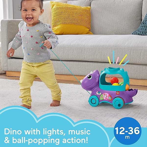 Фото - Интерактивная каталка Fisher-Price Веселый трицератопс (многоязычный) (HNR53)