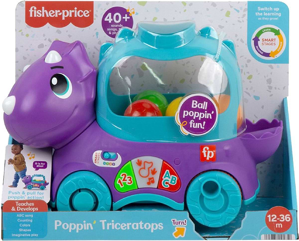 Фото - Интерактивная каталка Fisher-Price Веселый трицератопс (многоязычный) (HNR53)